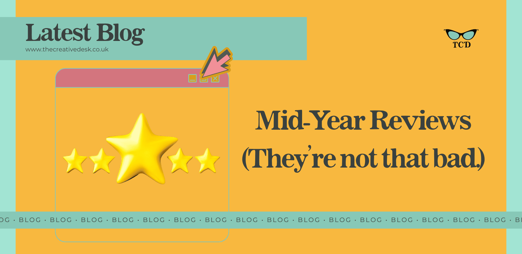 Flat-lay illustration of a creative workspace with a mug of tea, an open notebook, sticky notes and gentle colours, representing a relaxed mid-year check-in for freelancers, creatives and neurodiverse entrepreneurs.