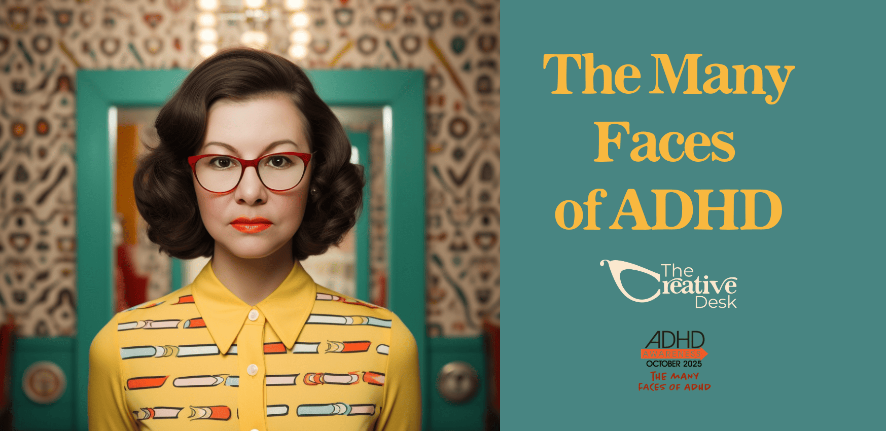 Image of Sharon, OBM at The Creative Desk promoting her new blog: ADHD Awareness Month 2025: The Many Faces of ADHD